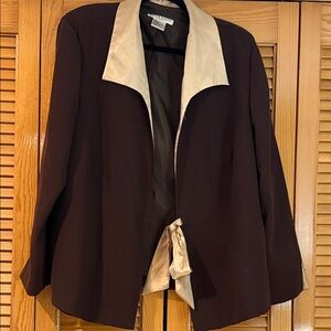 Elegant Brown Blazer with Cream Accents
